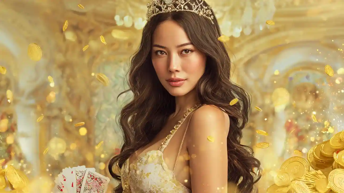 ผู้หญิงสวยกับเหรียญทองและบรรยากาศทองคำในประเทศไทย